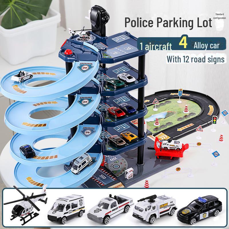 "Kinder-Parkturm aus Legierung: Mehrstufiges Hebe-Abenteuer-Puzzle-Spielset"