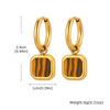 Stylish Men's Huggie Hoop Earrings,Trendy Natrual Stone Stainless Steel Square Ear Drop,Luxury Birthday Party Anniversary Gift