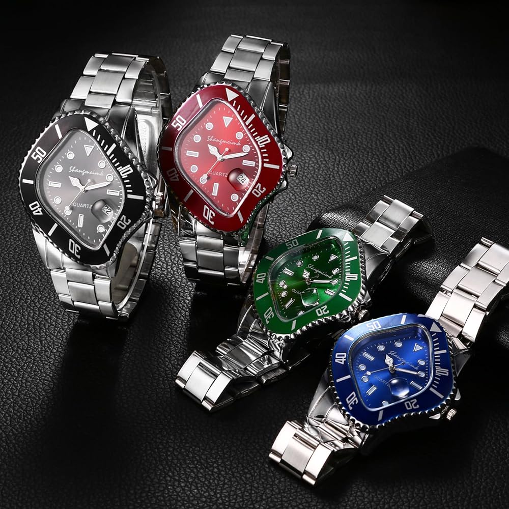 Men's Analog Waterproof Watch Stainless Steel Band Simple Stylish Silver Accessory