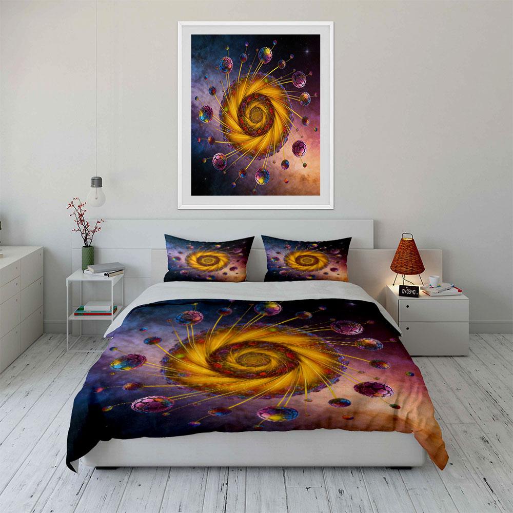 Colorful Galaxy Spiral Decoration Set Soft Comfortable Duvet Cover Bedding Set Included 1*Duvet Cover & 2*Pillowcases, Gift