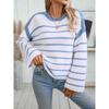 Women's Knitwear Fall/winter Loose Pullover Crewneck Striped Color-block Knit Sweater