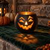 Indoor Decorative Votives Halloween Pumpkin Glass Candle Holder, Iron Art Tealight Lantern for Tabletop Window Spooky Home Ornaments And Fireplace