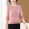Women's Plus Size Wool Sweater Loose Fit Rhinestone Embroidery Knit Pullover Sweater Solid Color Soft Knit Top