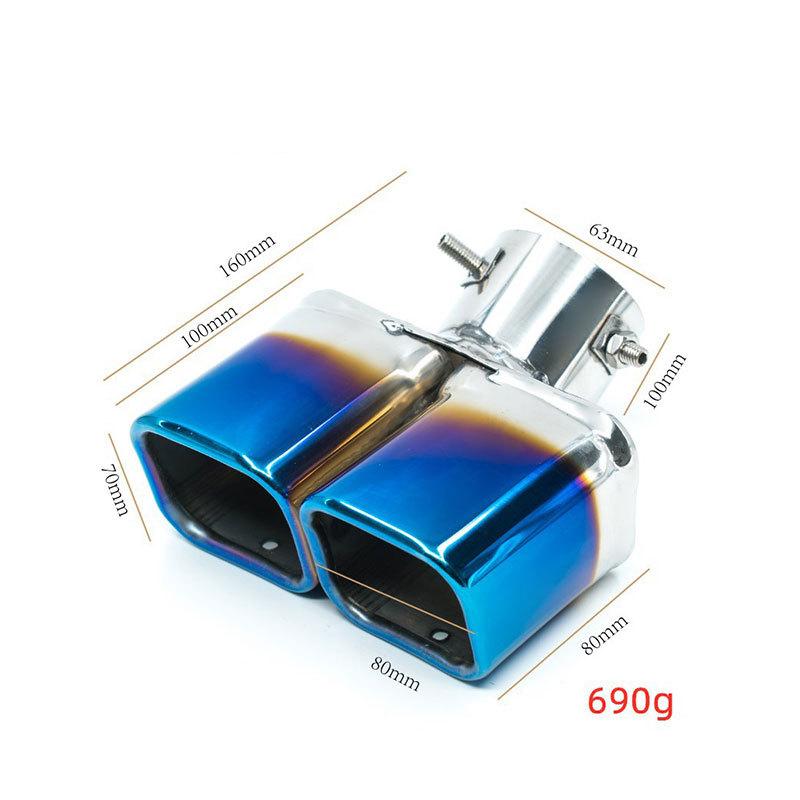 Car Exhaust Tip Stainless Steel Exhaust Tail Throat Square Tail Pipe For 2.5-inch Intake Exhaust Systems