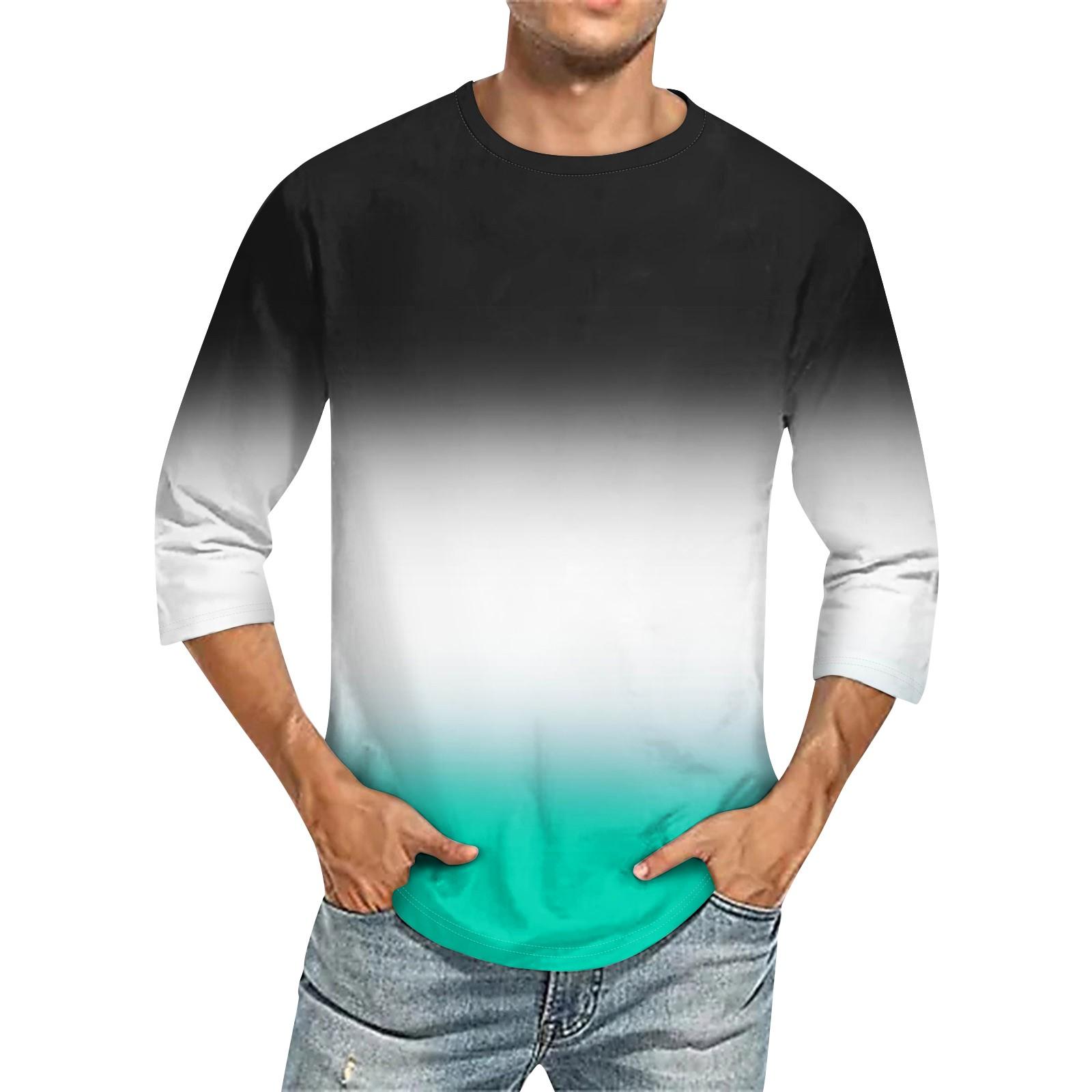 

Мужская однотонная футболка с круглым вырезом и рукавами три четверти XL