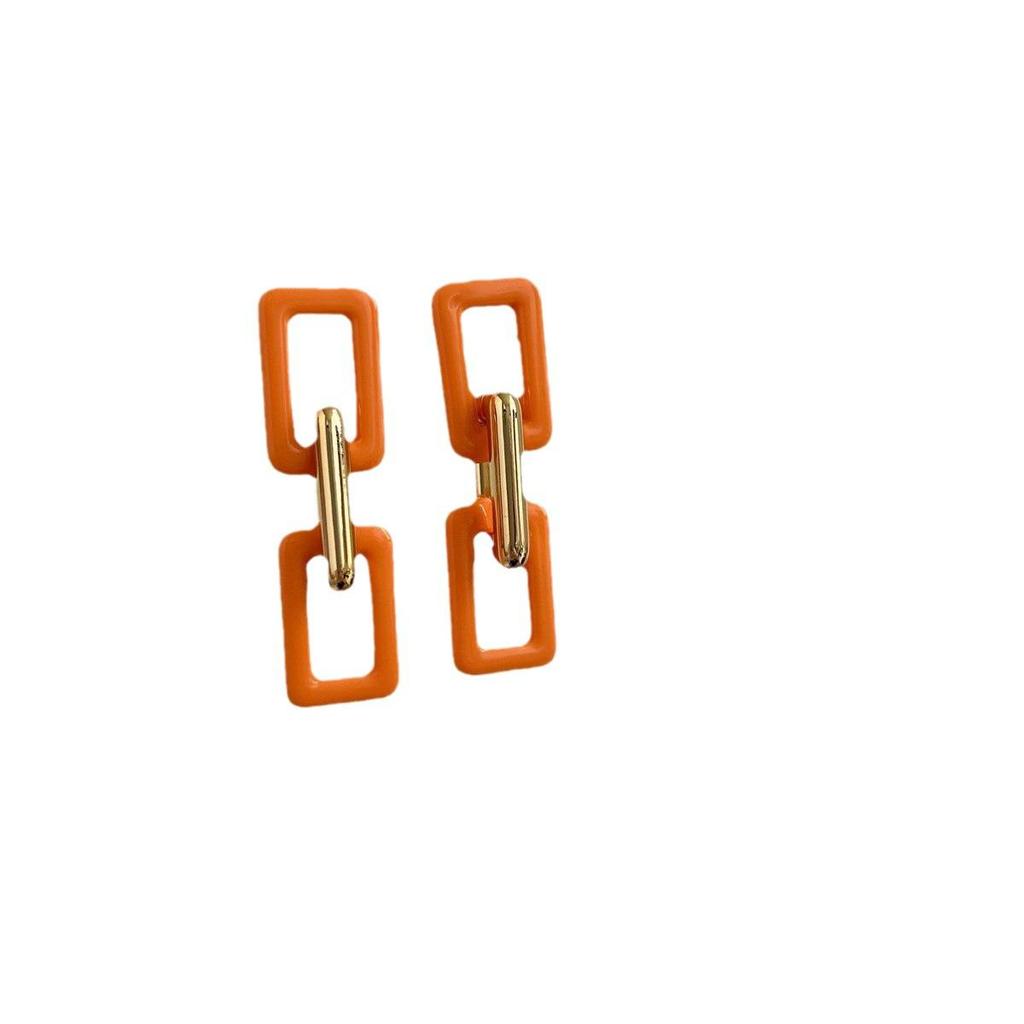 Retro Candy Color Patchwork Geometric Dangle Earrings