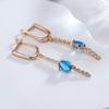 Blue Zircon Long Tassel Dangle Earrings Gold Color Women Personality Jewelry