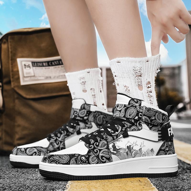 Scarpe Sportive Stampate da Uomo Stile Street da Donna Unisex Scarpe Sneakers da Corsa Studenti Scarpe Oversize per Coppia High Top
