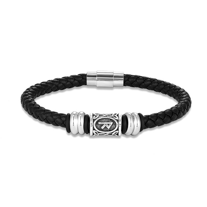 Personalized Norse Viking Runes Amulet Bracelet Leather Wristband With Futhark Rune Bead In Your Choice Viking Jewelry