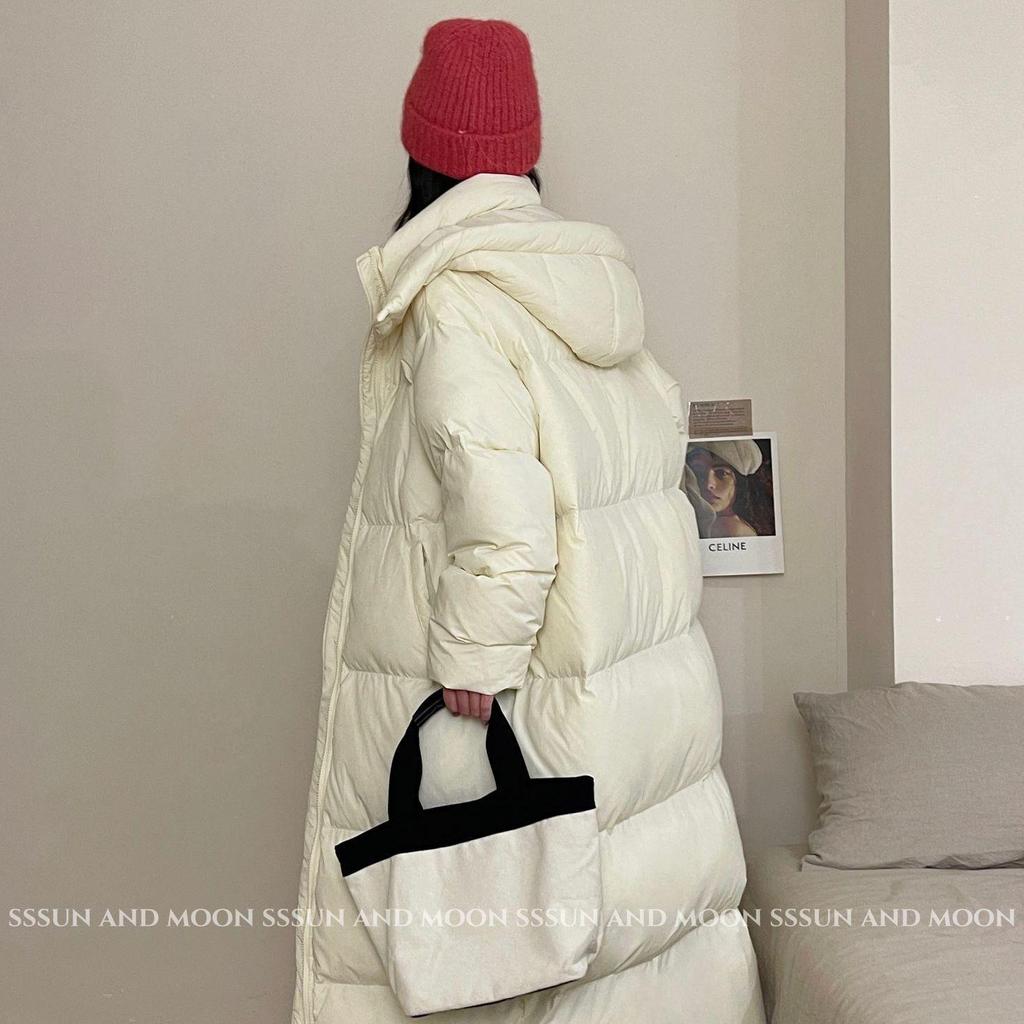 Women's Ultra Long Hooded Winter Down Jacket - Trendy, Thick, Warm, Quilted Coat