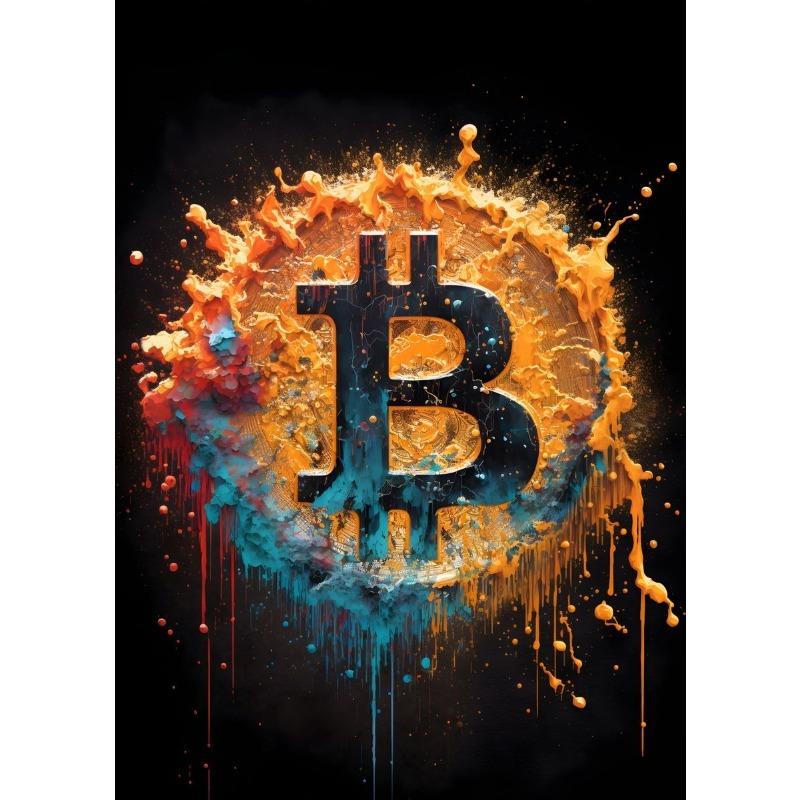 Neonowy Obraz na Płótnie Bitcoin Ethereum Plakaty i Druk Nowoczesna Moda Pop Obrazy Ścienne do Salonu Dekoracja Domowego Biura