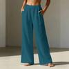 Women’s Wide Leg Linen Pants with Elastic Waistband and Pockets Loose Fit High Waist Casual Trousers for Daily Wear
