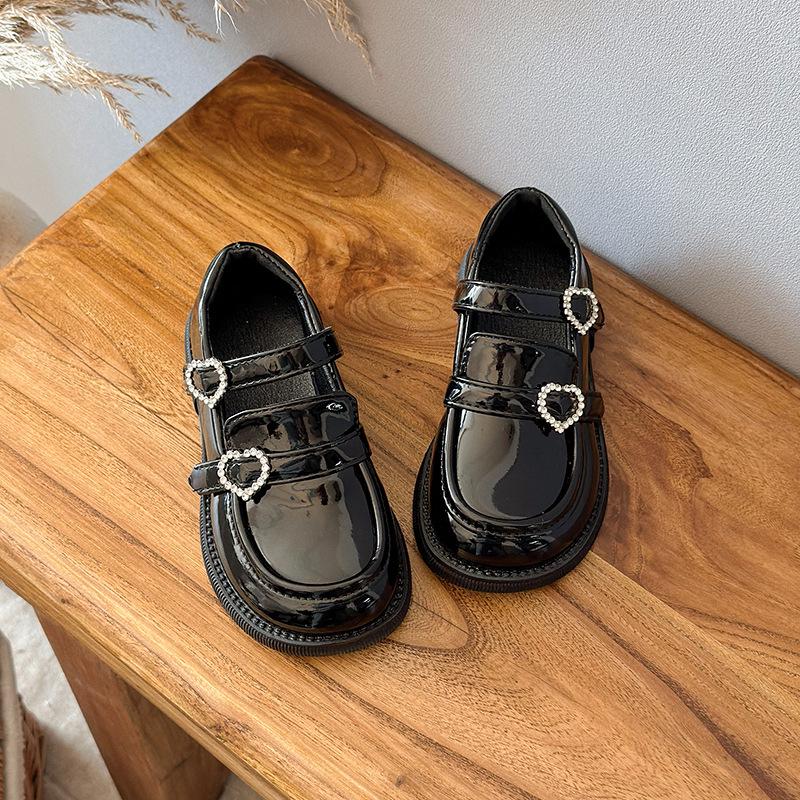 

British Style Girls Soft Sole Leather Shoes - 2026 Spring/Autumn Fashionable Princess Campus Performance Footwear 33 чорний
