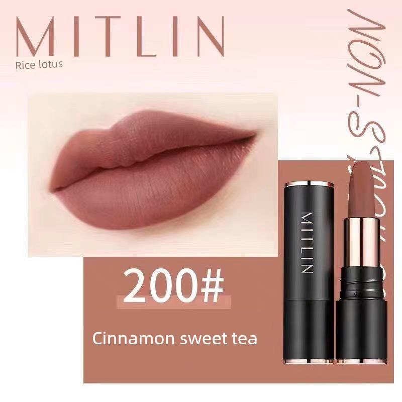 Luxurious Non-Stick Lipstick That Enhances Complexion, Cinnamon Milk Tea Bean Paste Matte Lipstick That Doesn'T Wear Off