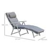 Patio Sun Lounger Garden Textilene Foldable Reclining Chair Adjustable Recliner with Cushion Pillow - Grey