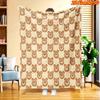 1pc 2D Flat Printing Spring And Summer New Arrival Cute Bear Portrait Theme Digital Print Blanket, All-Season Use, Casual Throw, 100% Polyester Fiber 
