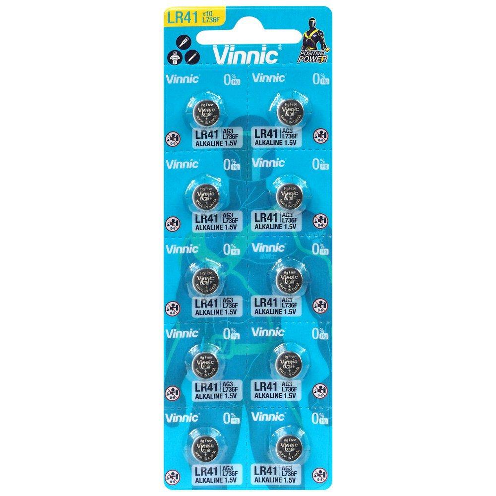 Alkaline Battery Vinnic G3 / AG3 / LR41 / L736 / 192 Blister - 10 Pcs