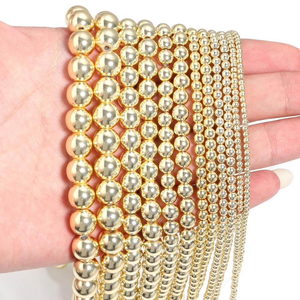 Apx 38-190pcs/Strand Round Hematite Beads Natural Stone Beads Loose Beads For Jewelry Making Diy Bracelet Accessories