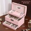 Minimalist High-end Jewelry Storage Box Pu Multi-layer Multi-function Large-capacity Jewelry Box with Mirror and Lock