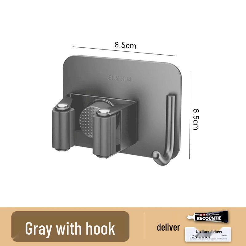 Stainless Steel No-Drill Multi-Function Wall-Mounted Mop and Broom Rack