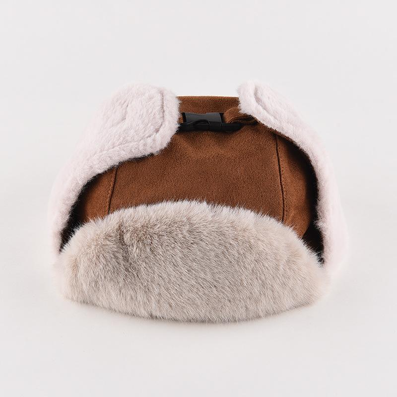 Thunderbolt Hat Men's Fall and Winter Outdoor Warm Ear Protection Cotton Hat Suede Velvet Youth Pilot Biker Cap Female