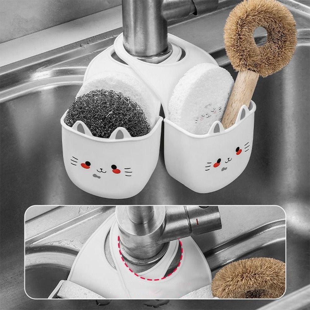 Dish Sink Drain Basket Kitchen Tools Cat Hanging Basket Cartoon Faucet Sponge Holder
