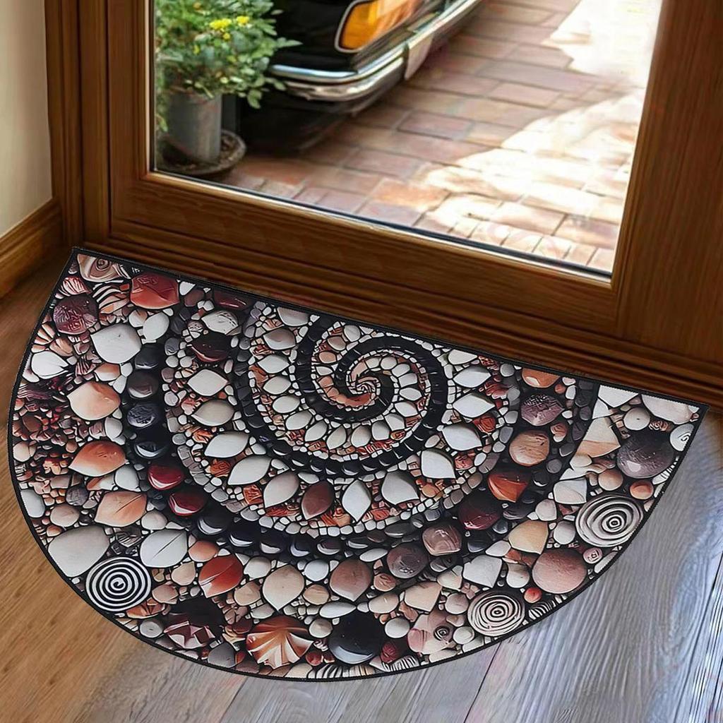 Retro American Semicircle Dirt-Resistant Easy-Clean Crystal Velvet Doormat
