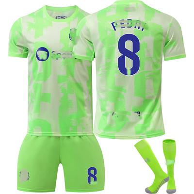Jugendliche Kinder Erwachsene Fußballtrikots Sport Trainings-Trikot Set mit Socken 24/25 Barça 2. Auswärts #8 Pedri