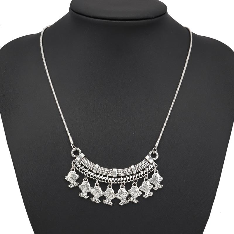 Aihua Böhmen Türkis Stein Halskette für Damen Choker Collier Femme Handgefertigte Ethnische Anhänger Halsketten Statement Schmuck