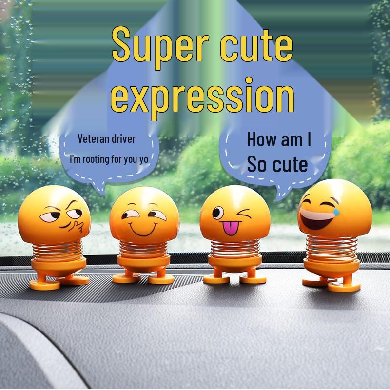 Spring Bobblehead Emoji Car Dashboard Ornament
