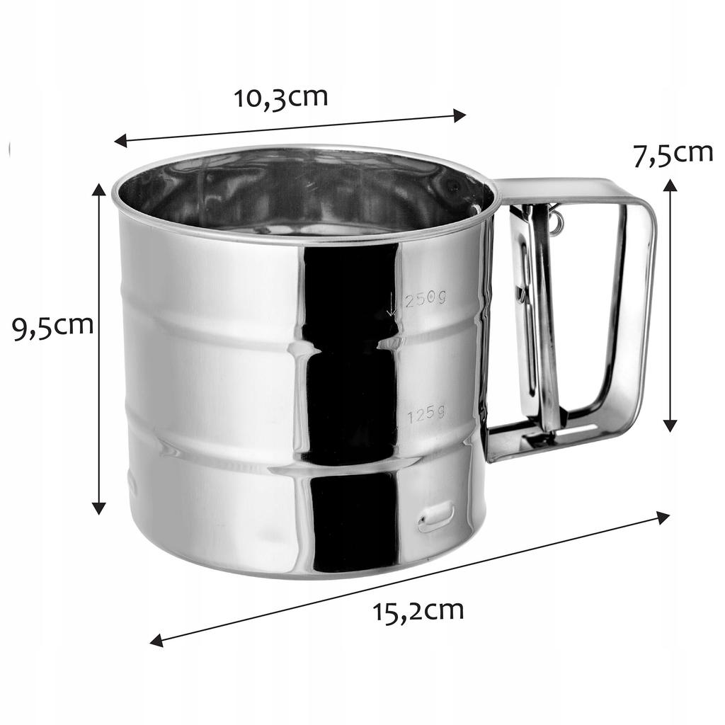 KADAX Sifter Sieve For Flour Icing Sugar Steel 250G