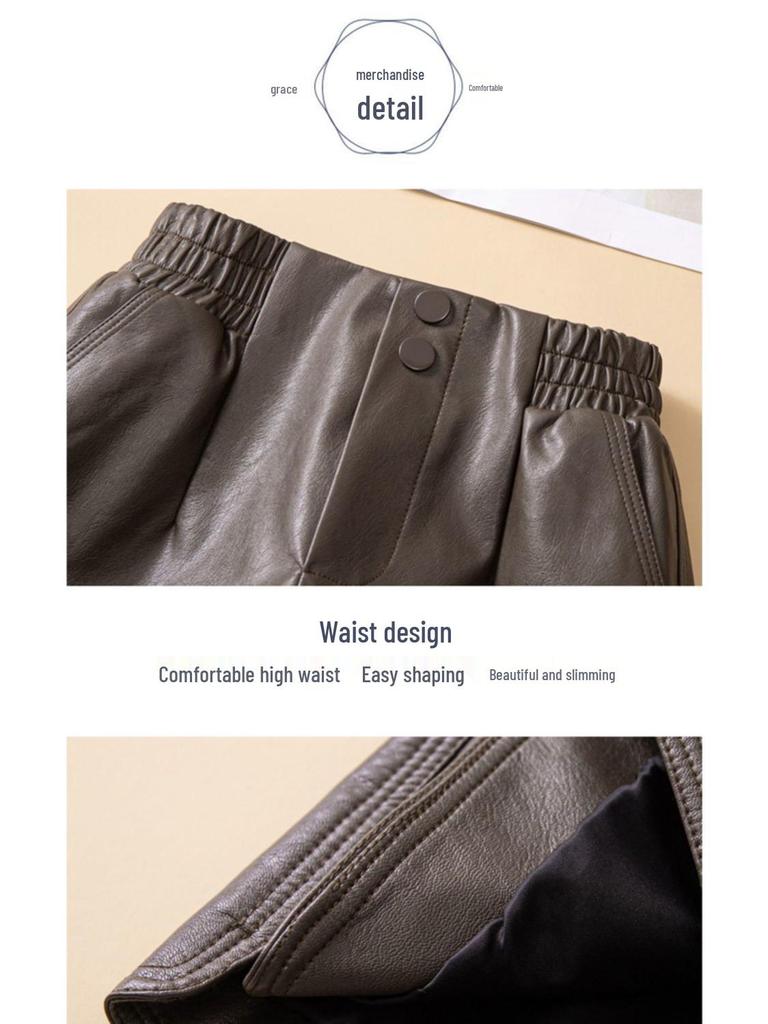 2023 Trendy Women's High Waist PU Leather Shorts - A-line, Loose Fit for Autumn/Winter, Perfect with Boots