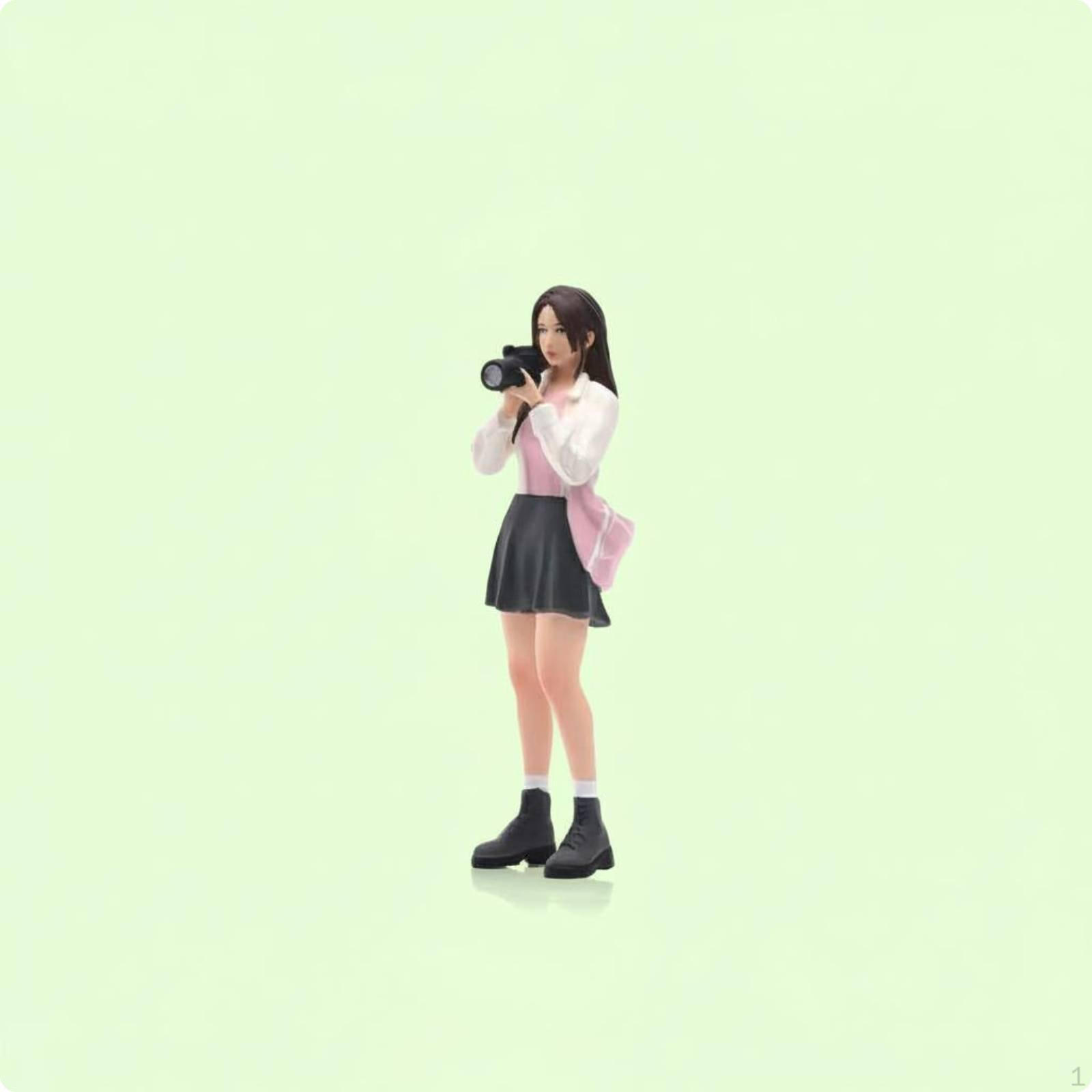 Photographer Figurine Display Piece Miniature Statue Realistic Details HandPainted Girl 1-43