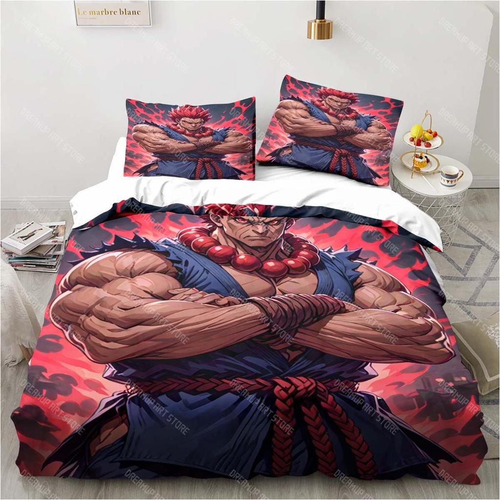 3D Street Fighter Retro Game Bedding Pillowcase Quilt Cover Single Piece Bedding Three-piece Set Single and Double Bedspread