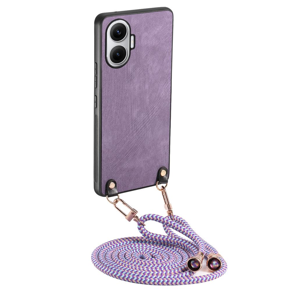 For Xiaomi Redmi Turbo 4 Pro 5G Retro Leather Phone Back Cover with Adjustable Strap