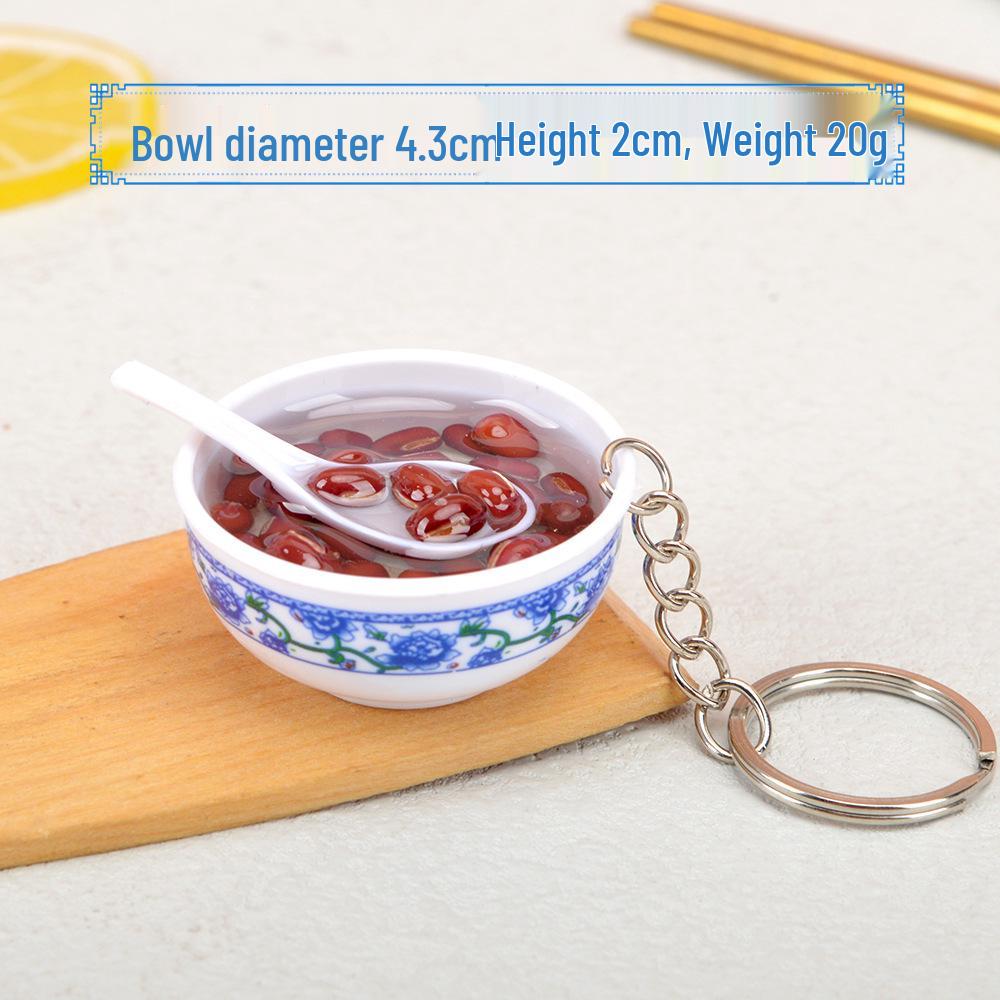 Chinese-Style Edible Toy Keychain: 4cm Simulation Food Bowl Pendant Gift