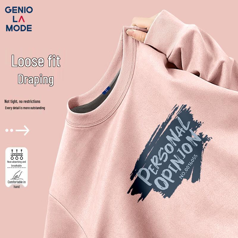 

GENIOLAMODE Men s Heavyweight Fleece-Lined Faux Suede Crewneck Sweatshirt XL