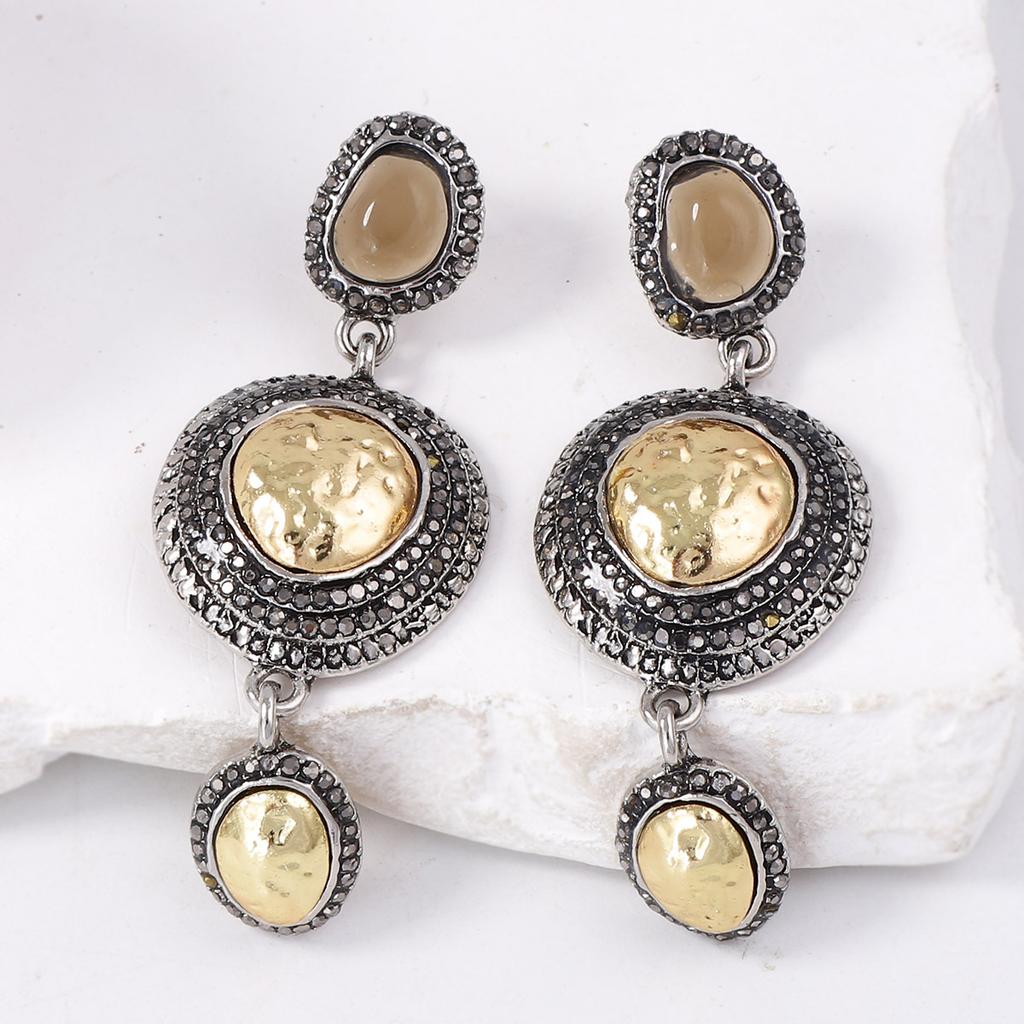 Fashion Metal Rhinestone Dangle Earrings ZAA New Minimalist Luxury Earrings Women's Everyday Jewelry Accessories