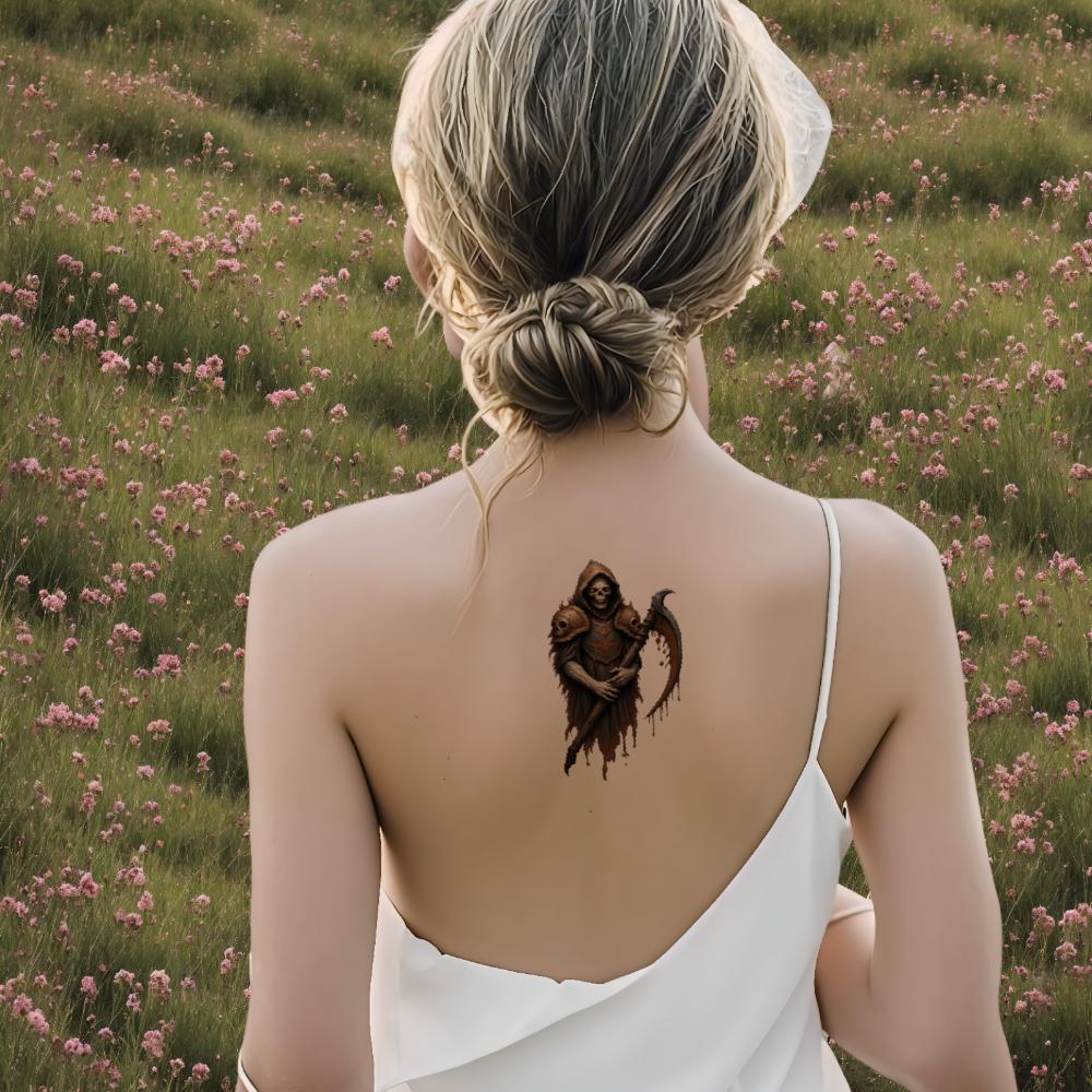 12pcs Temporary Tattoo Ghostly Figure Colorful Realism Wraith Gothic Warrior Waterproof Long-lasting Body Stickers For Adults
