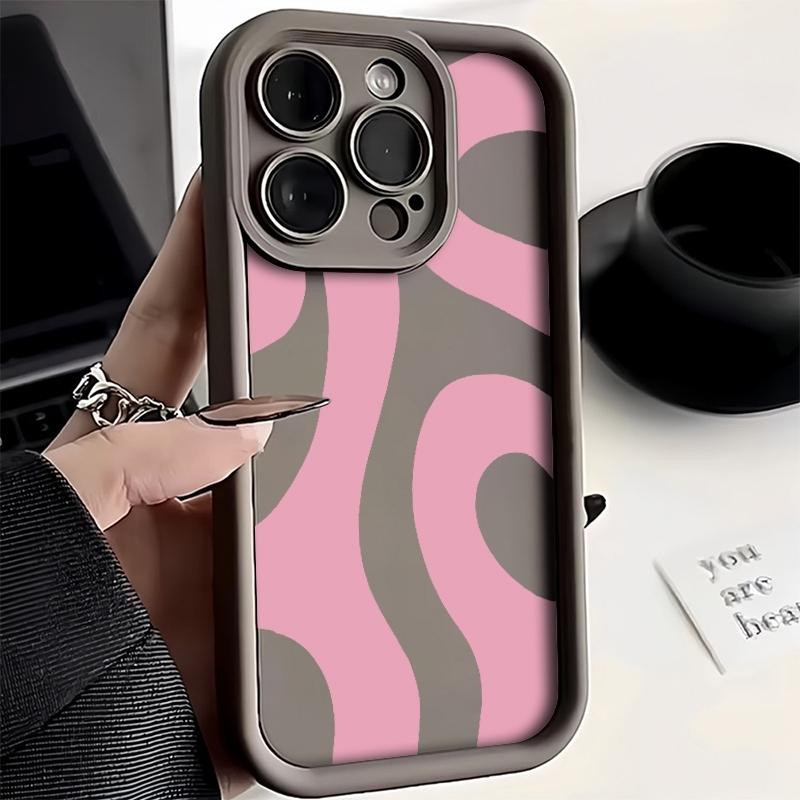 Wave Pink Ripple Silicone Phone Case For Samsung Galaxy S26 S25 Ultra S24 FE S23 S22 S21 S20 Plus A15 A16 A35 A55 A54 Soft Cover