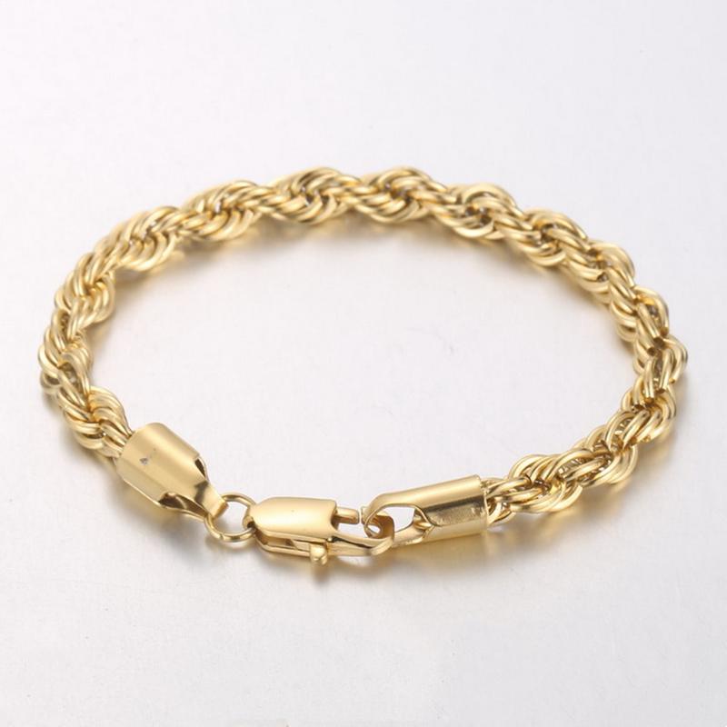 20/21/22cm Stainless Steel Twisted Rope Link Chain for Men Stainless Steel Wrist Jewelry