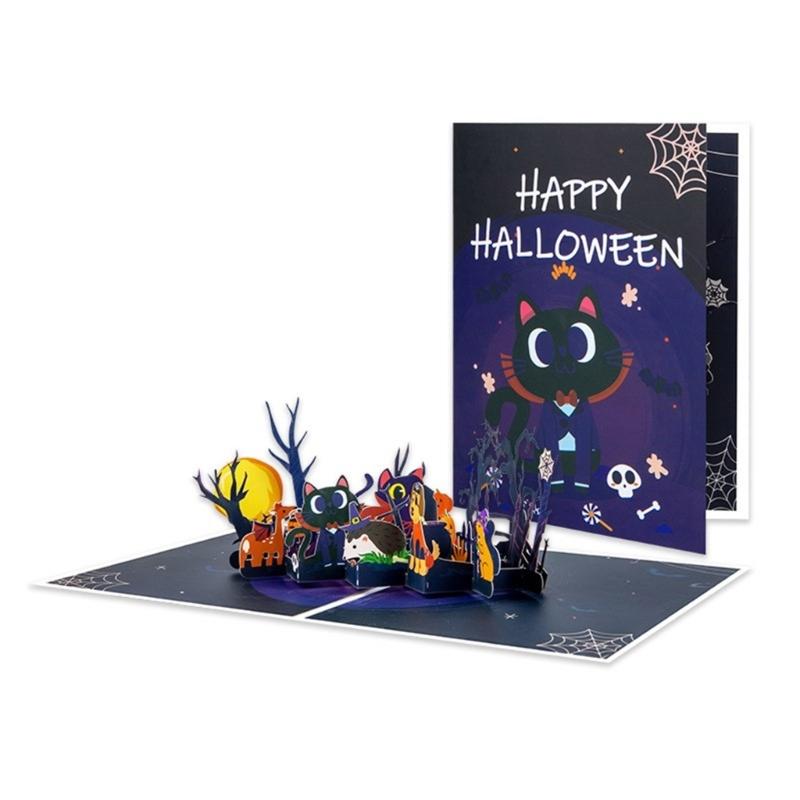 Halloween Themed Funny Animal Card with Envelope Handmade Festival Greeting Card Stylish Gifts Postcard Home Decoration