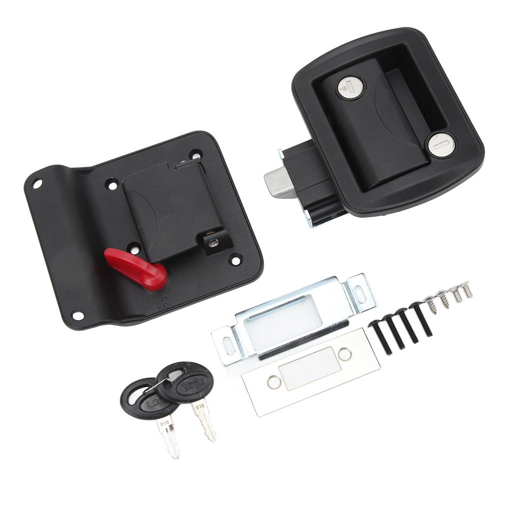 RV Door Lock IP67 Waterproof High Strength Black Paddle Entry Door Latch for Trailer Camper