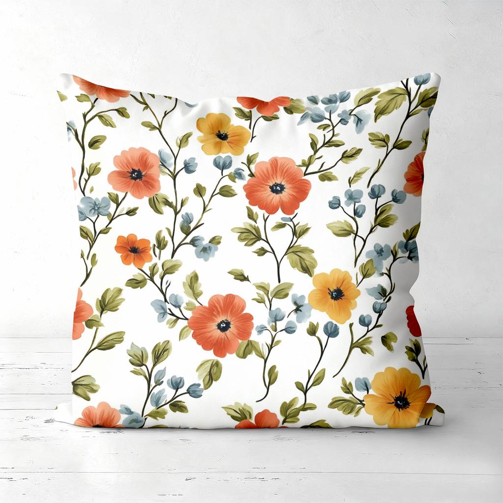 Vintage Watercolor Floral Throw Pillow Covers Pattern Cushion Cover Suitable For Sofa Bedroom Car Pillow Cover