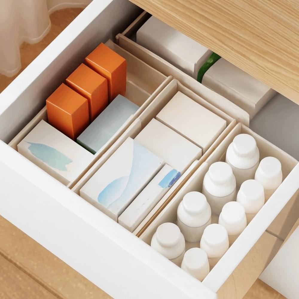 Length Adjustable Retractable Drawer Organizer Right Angle Drawer Storage Box  Deep Cabinet