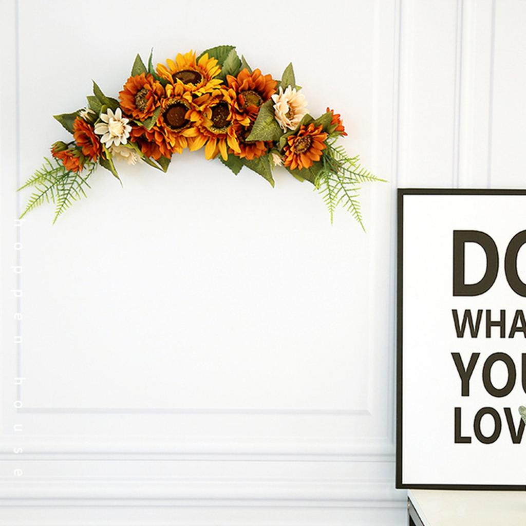 Sunflower Wreath Multifunctional Decorative Artificial Sunflower Summer Wreath for Home