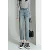 2025 Spring/Autumn Women's High Waist Straight Leg Jeans - Slimming Light Tone Cropped Cigarette Pants