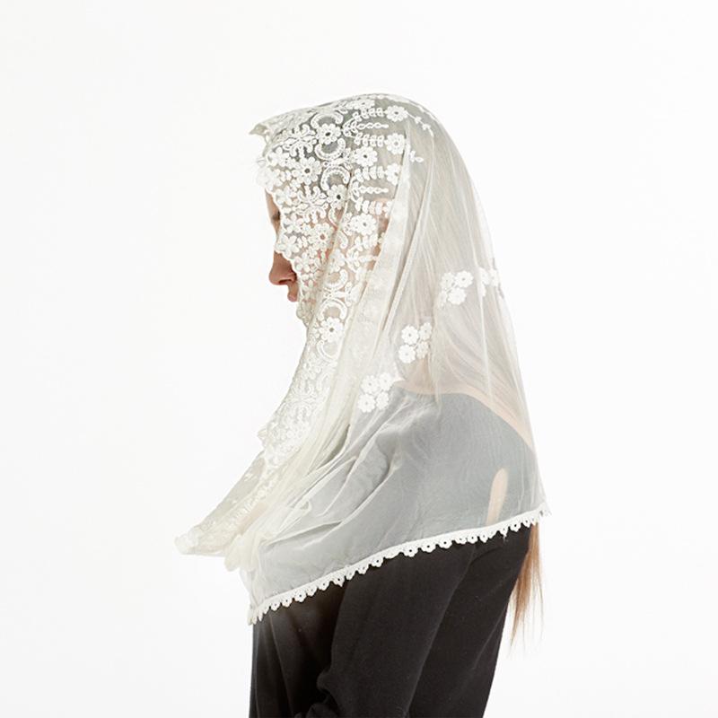 Miękkie welony mantilla dla kobiet Koronkowy welon nieskończoność Mantilla Łaciński welon nieskończoność do kaplicy Łacińska msza Nakrycie głowy Koronkowy szal Welony mantilla do kościoła