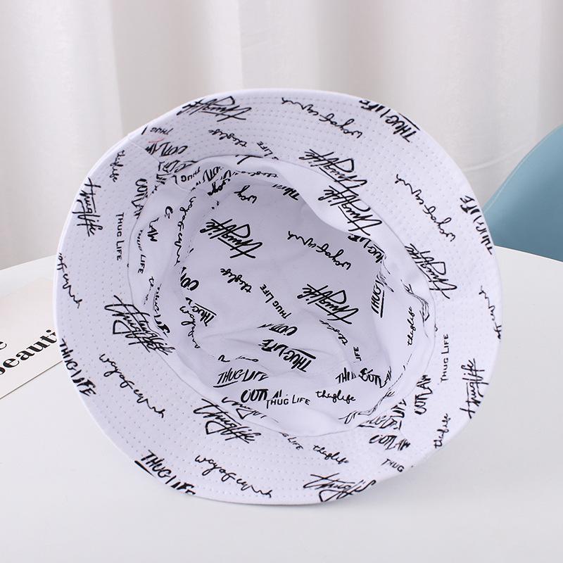 Double-sided bucket hat men's hipster letter graffiti versatile student summer hat women's basin hat sun hat