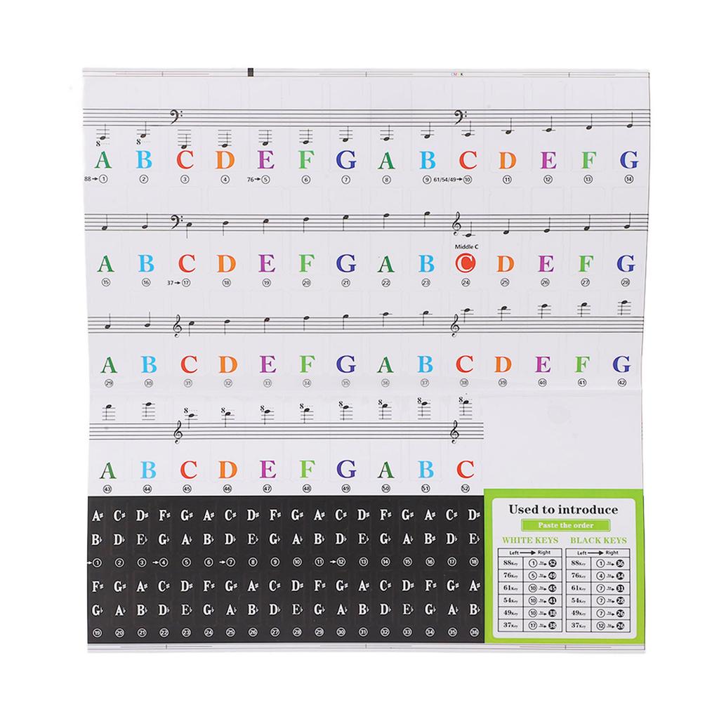 Etichete Autocolante Tastatură Pian Litere Note Mari Detașabile pentru 37 49 54 61 76 88 Taste